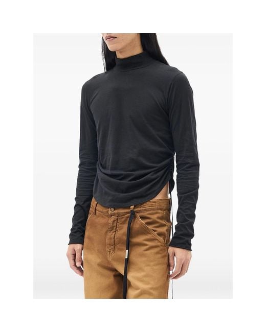 Ann Demeulemeester Blue Lenart Mock-Neck T-Shirt for men
