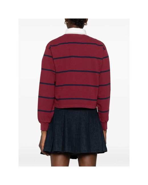 Sporty & Rich Red Sherif Logo Rugby Polo Top