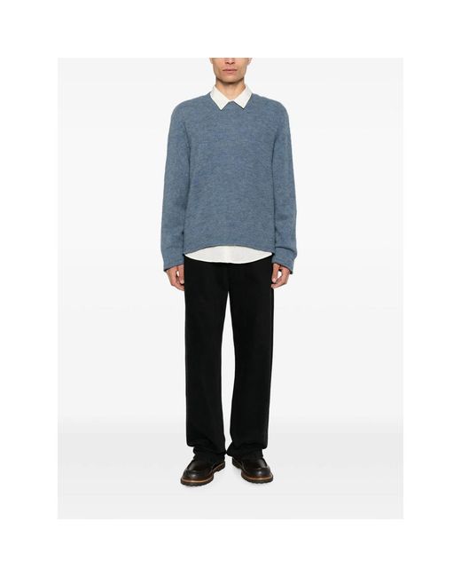 Diana Studio Blue Brushed-Knit Crew-Neck Sweater for men