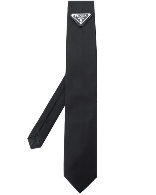 Prada Black Logo Plaque Necktie for men