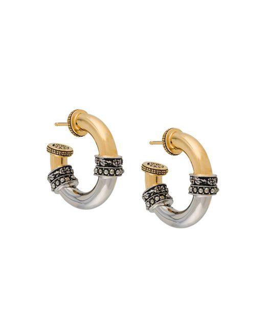 Alexander McQueen Metallic Engraved Bi-colour Hoop Earrings