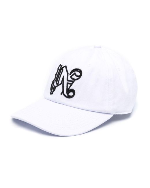 Palm Angels White Monogram Embroidered Baseball Cap for men