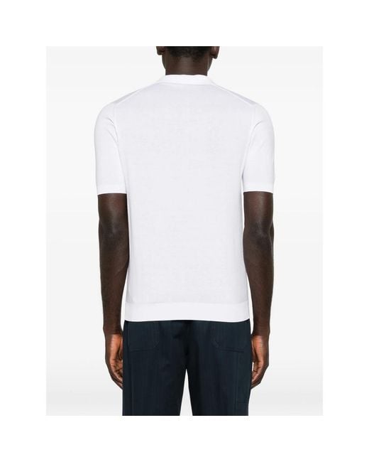Fedeli White Polo-Collar T-Shirt for men