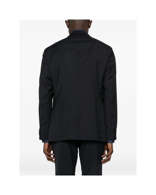 Caruso Black Aida Notched-Lapel Blazer for men