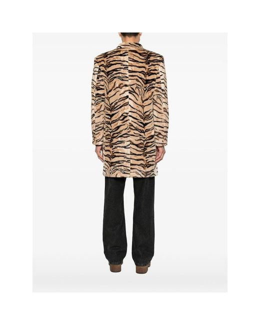 Reveres 1949 Natural Tiger-Print Notched-Lapel Coat for men