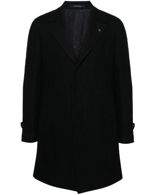 Tagliatore Black Single-Breasted Coat for men