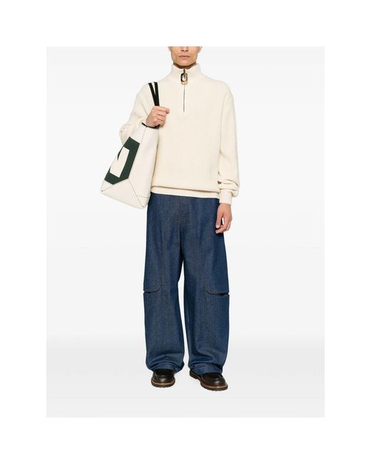 J.W. Anderson Natural Half-Zip Ribbed-Knit Sweater for men