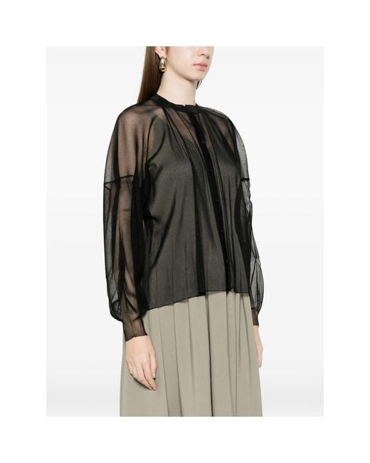 CFCL Black Cascade Lucent Buttoned Panelled Top