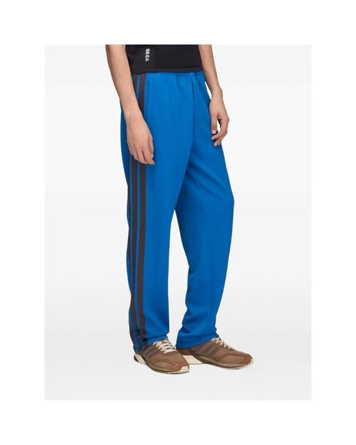 Y-3 X Wales Bonner Blue X Wales Bonner Y3 End Side-Stripe Track Pants for men