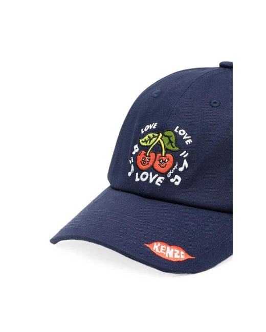 KENZO Blue Cherry-Embroidered Baseball Cap for men