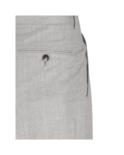 Zegna Gray Pleated Tapered Trousers for men