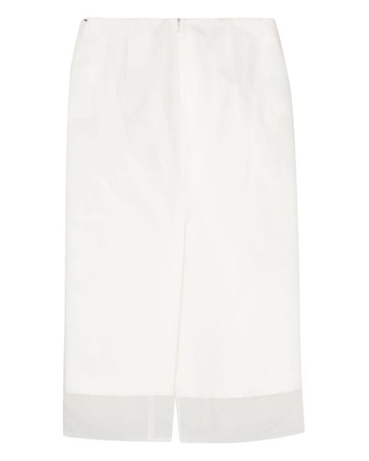 Sportmax White Semi-Sheer Midi Skirt