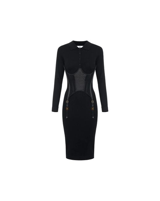 Elisabetta Franchi Black Knit Bustier Dress