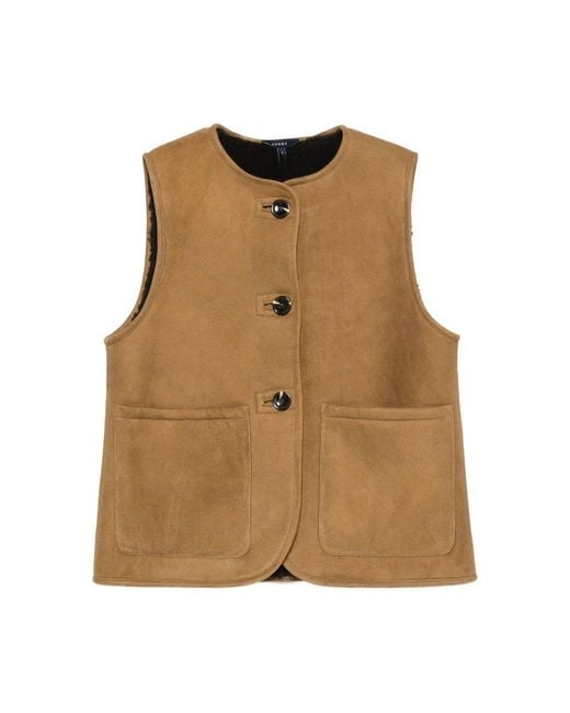 Soeur Natural Buttoned Suede Waistcoat