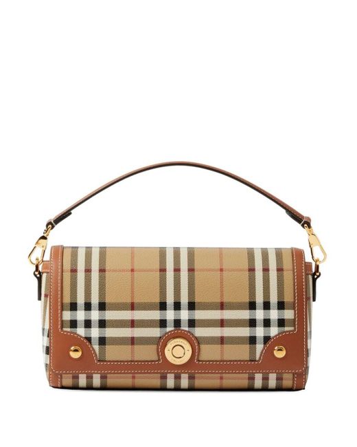 Burberry Brown Check-Pattern Top Handle Bag