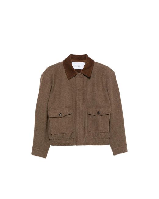 ELEH Brown Corduroy-Collar Jacket
