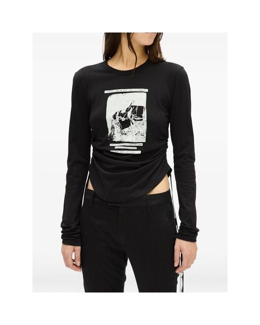 Ann Demeulemeester Black Dot Ruched T-Shirt