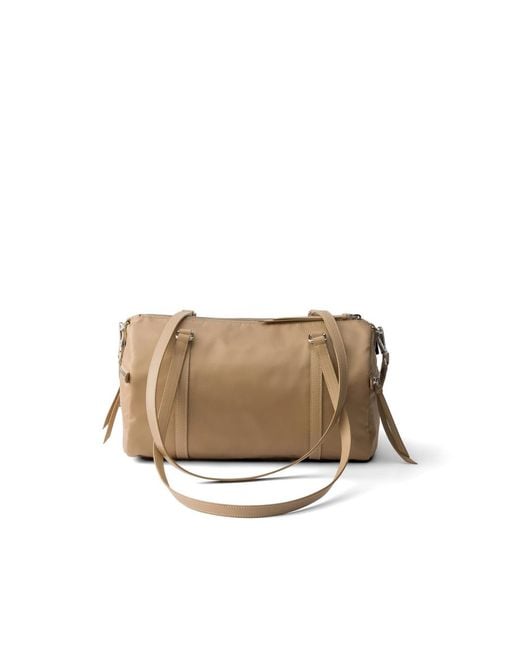 Prada Natural Large Re-Nylon And Saffiano Leather Duffel Bag