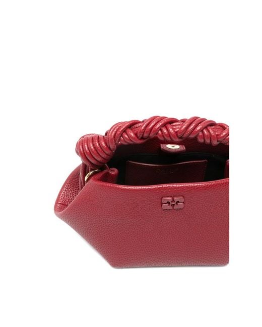 Ganni Red Bou Grained Hand Bags