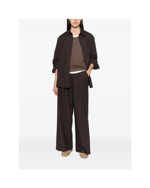 ELEH Brown Chest-Pocket Button-Up Shirt