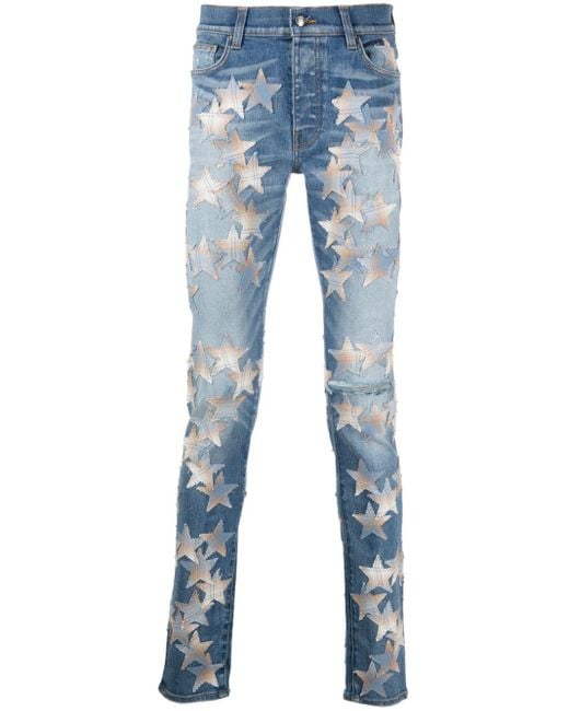 Amiri Denim Star-patch Skinny Jeans in Blue for Men | Lyst