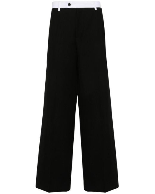 Wales Bonner Black Contrasting-Waistband Wool Trousers for men