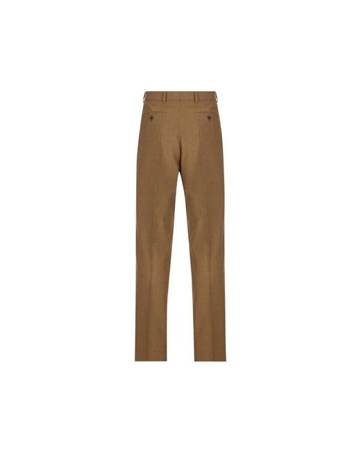 Prada Natural Pleated Virgin-Wool Trousers