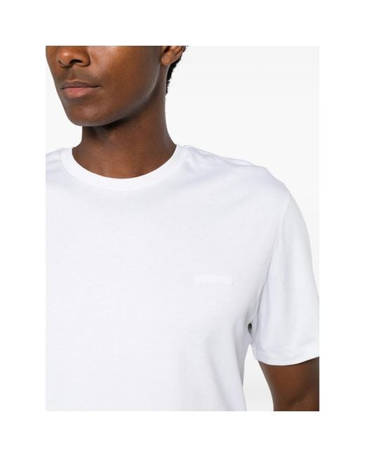 Calvin Klein White Logo-Patch Short-Sleeve T-Shirt for men
