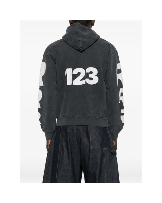 RIVINGTON roi Rebis Black Graphic-Print Zip-Up Hoodie for men