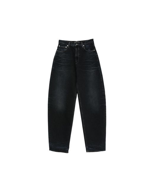 Haikure Black Faded Barrel-Leg Jeans