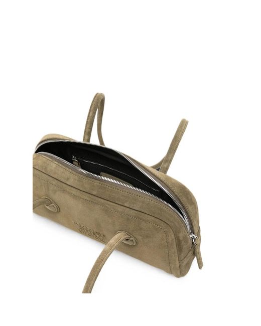 MARGE SHERWOOD Green Soft Boston Ew Suede Shoulder Bag