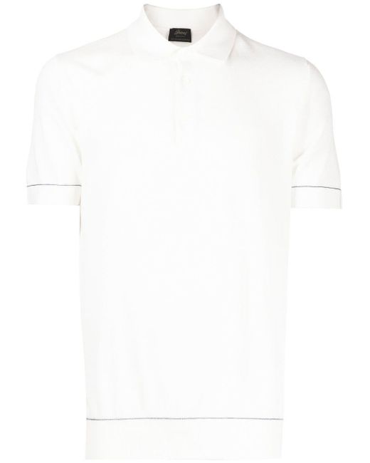 Brioni White Cotton Piqué Polo Shirt for men