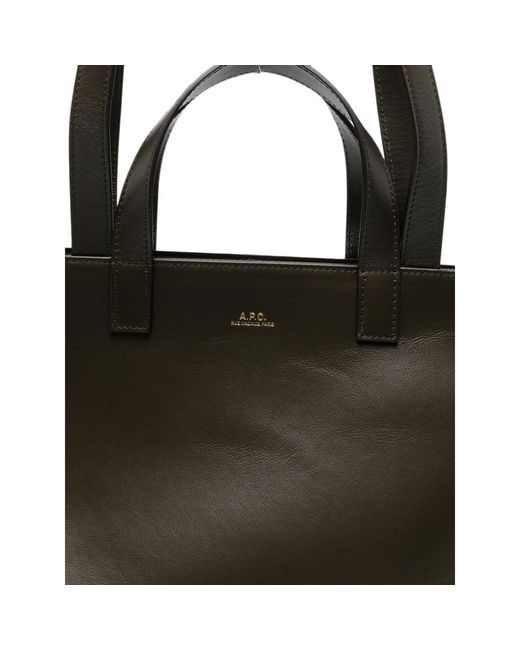 A.P.C. Black A. P.C. Small Drummer Logo-Print Tote Bag