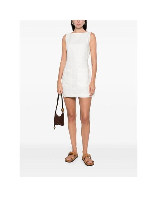 Faithfull The Brand White Boat Neck Dress