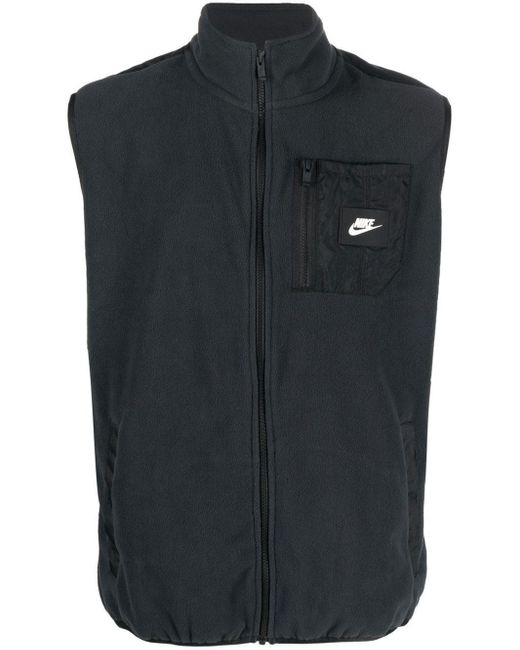 Nike Black Logo-patch Detail Polar Vest for men