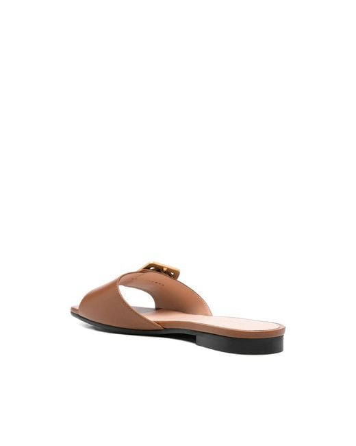 Bally Natural Open Toe Shoes With Buckle Detail
