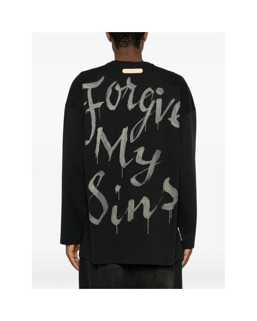 PDF Black Graphic-Print Long-Sleeves Sweatshirt for men