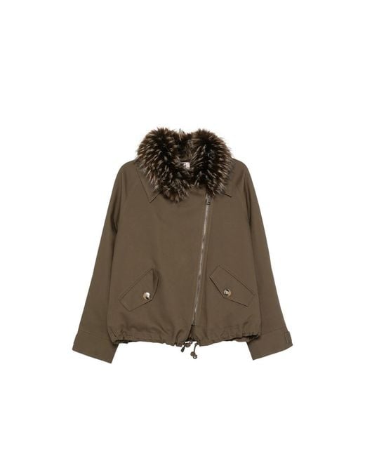 VALENTINI 1972 Brown Faux-Fur Trim Hooded Jacket