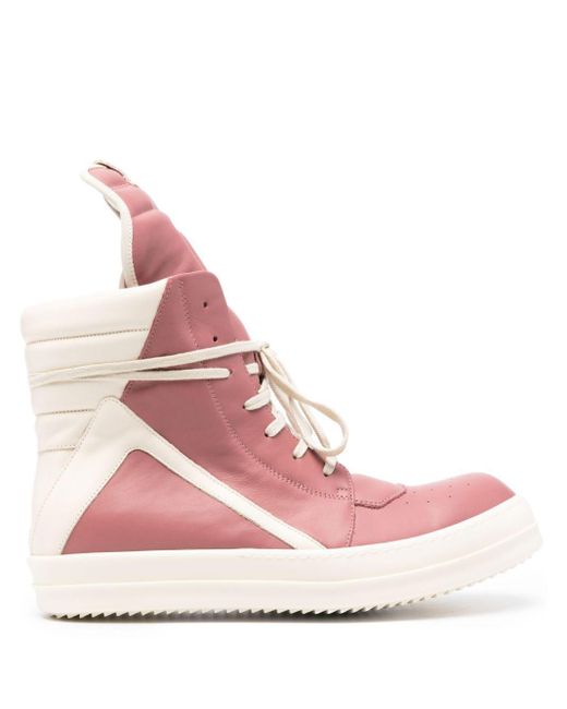 Rick Owens Pink Geobasket Hi-Top Sneakers for men