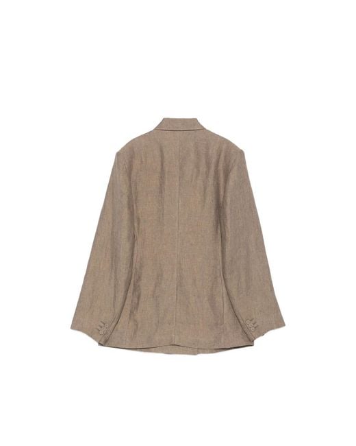Mark Kenly Domino Tan Brown Jenia Double-Breasted Jacket