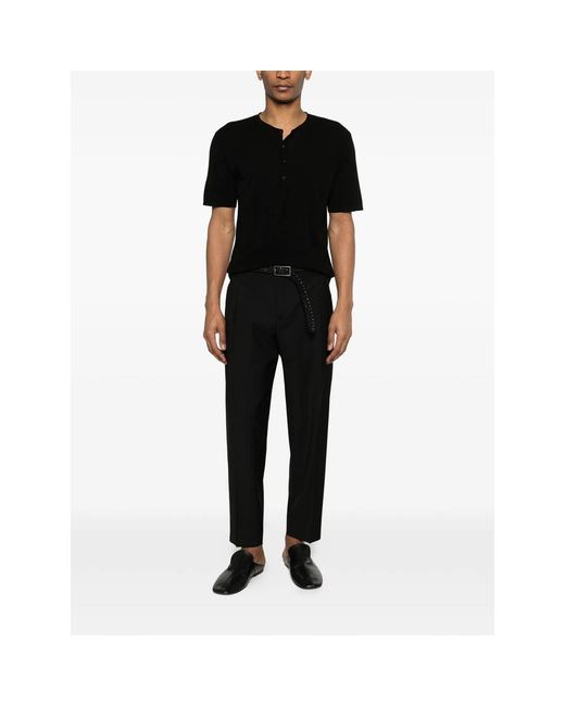 BRIGLIA Black Pleat Trousers for men