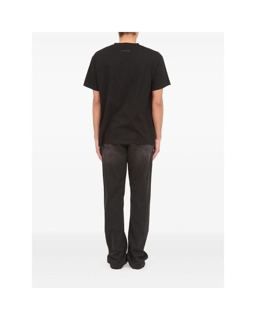 MM6 by Maison Margiela Black Round-Neck Plaque T-Shirt for men