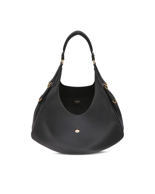 Ganni Black Detailed-Hardware Shoulder Bag