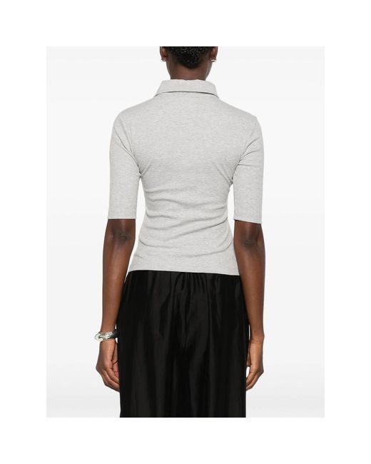 Gestuz Gray Drew Short-Sleeves Polo Shirt