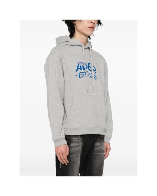 Adererror Gray Logo-Embroidered Hoodie for men