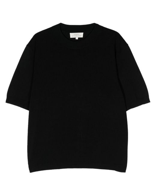 Studio Nicholson Black Knitted Cotton T-Shirt for men