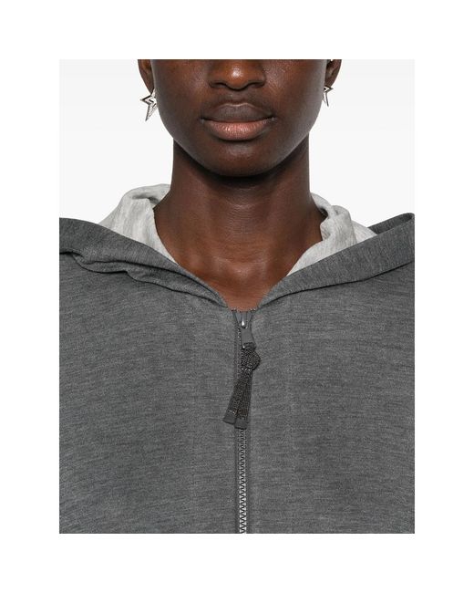 Brunello Cucinelli Green Hooded Sweatshirt Dark Silk-Cotton