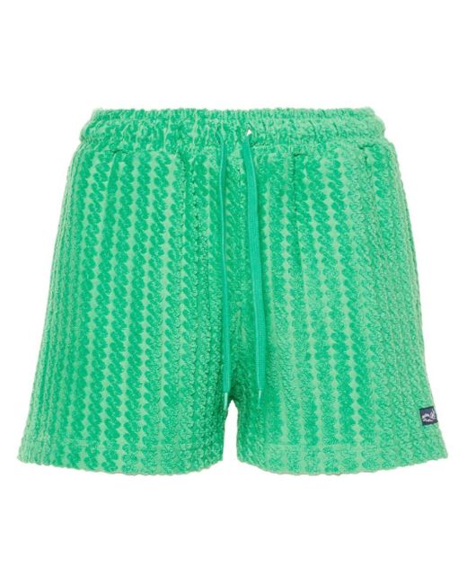 Maison Labiche Green Terry-Cloth-Pattern Jersey Shorts