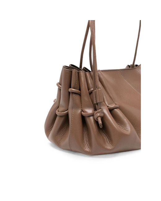 Hereu Brown Arta Braided-Handle Tote Bag