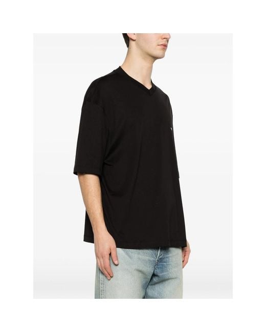 Emporio Armani Black V-Neck T-Shirt With Logo for men